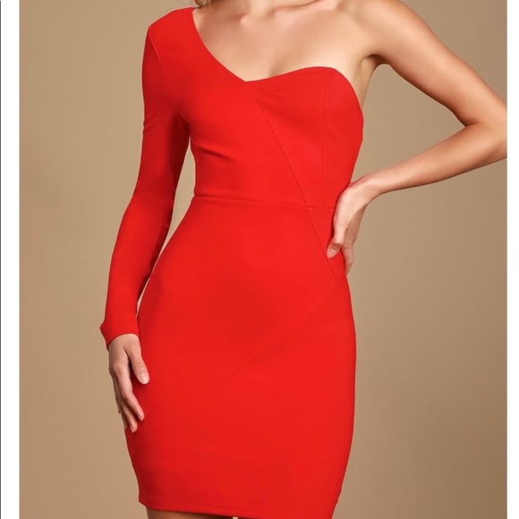NWT Lulus one shoulder red bodycon dress, size XS - Picture 2 of 12